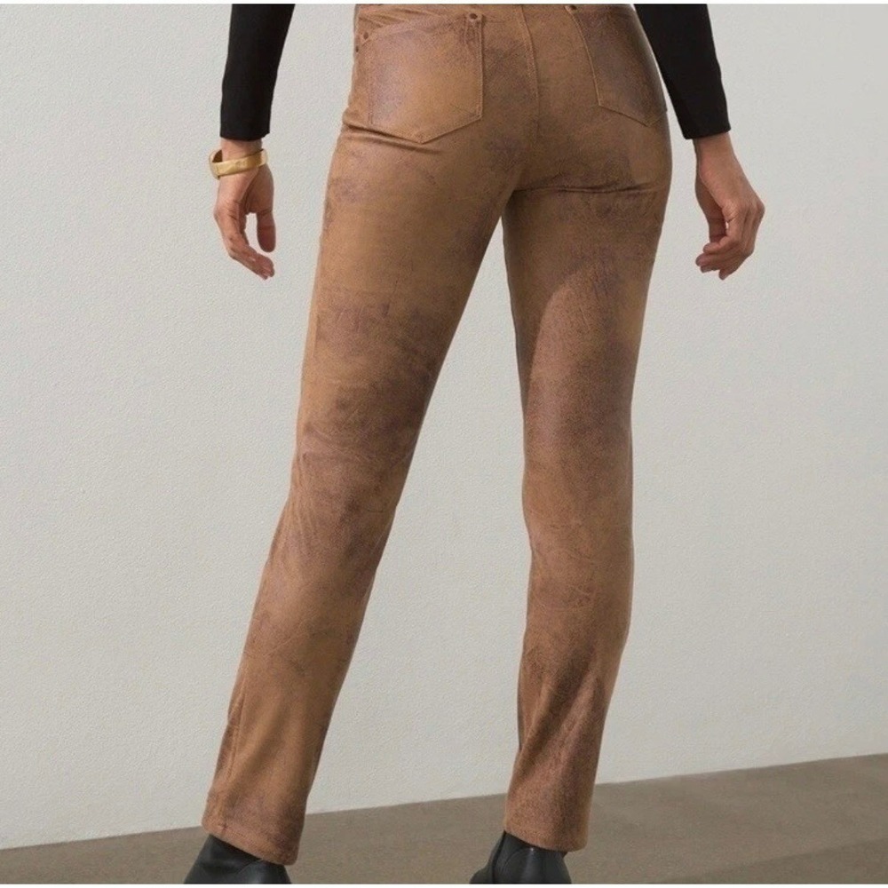 NEW Chico's Ultimate Fit Faux Suede Slim Pants Women 3 XL Brown Worn Luggage - Picture 4 of 13